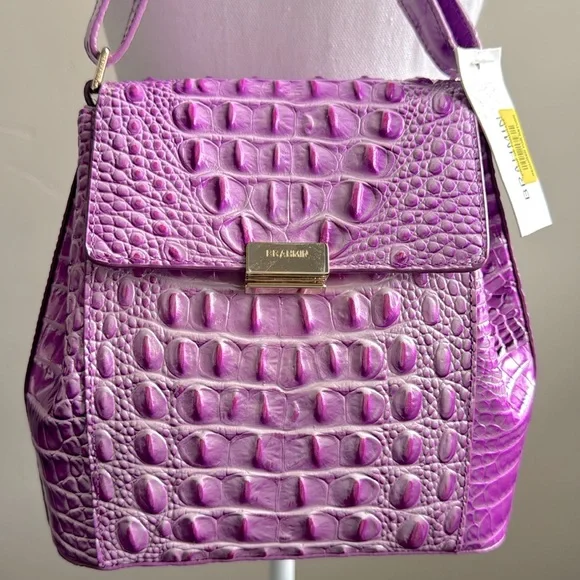 Brahmin Margo Crossbody Shoulder Bag Lilac Essence Melbourne Croc Embossed - Picture 17 of 17
